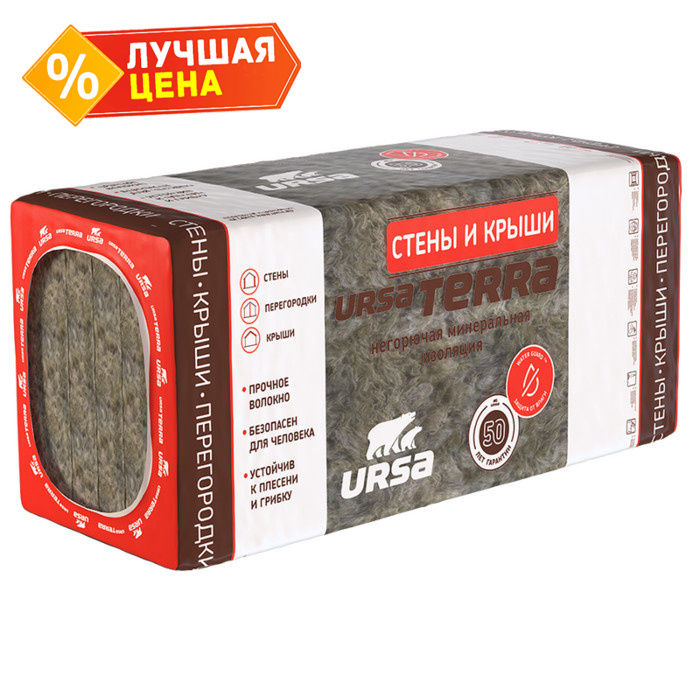 Утеплитель Урса Terra 36 PN cтены и крыши 100х610х1250